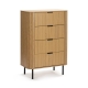 Design Square Galene Chest Of 4-Drawers Tallboy Storage Cabinet Slat Oak