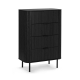 Design Square Galene Chest Of 4-Drawers Tallboy Storage Cabinet Slat Black
