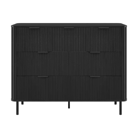 Design Square Galene Dresser Lowboy Chest Of 7-Drawers Storage Cabinet Slat Black