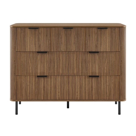 Design Square Galene Dresser Lowboy Chest Of 7-Drawers Storage Cabinet Slat Walnut