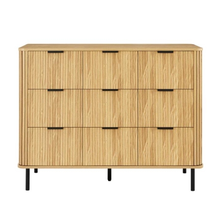 Design Square Galene Dresser Lowboy Chest Of 3x3 Drawers Storage Cabinet Slat Oak