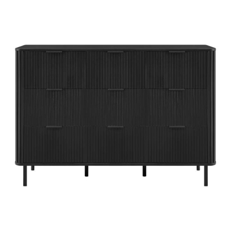 Design Square Galene Dresser Lowboy Chest Of 3x3 Drawers Storage Cabinet Slat Black