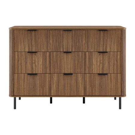Design Square Galene Dresser Lowboy Chest Of 3x3 Drawers Storage Cabinet Slat Walnut
