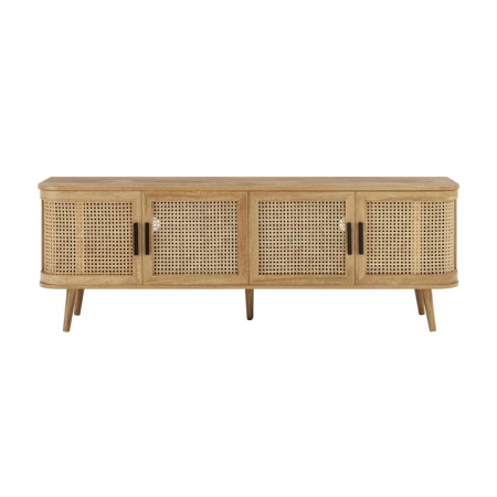 Design Square Mean Lowline 4-Doors TV Stand Entertainment Unit 160cm Oak/Rattan
