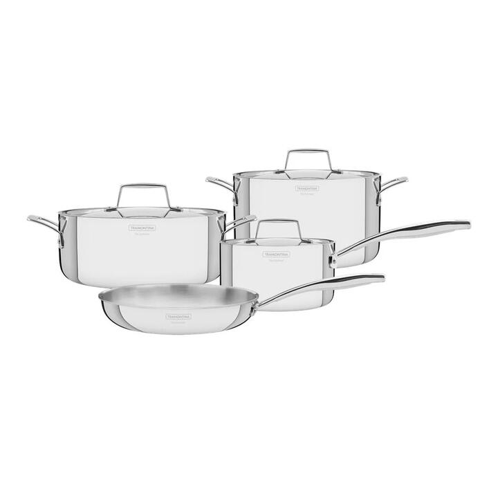 Tramontina Grano 4 Piece Triply Clad Cookware Set with Stainless Steel Lids