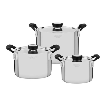 Tramontina Grano Compact 3 Piece Triply Clad Cookware Set