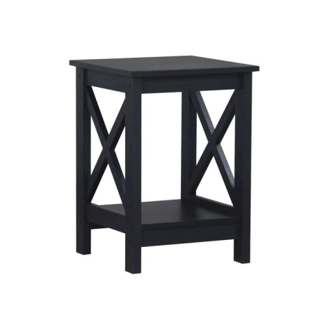 Maestro Furniture Cyrus Wooden Open Shelf End Lamp Side Table Black Oak