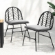 2x Outdoor Chairs Dining Chair Lounge Wicker Patio Furniture Black
