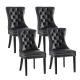 Set of 4 Dining Chairs Black Leather