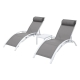 3PC Sun Lounge Outdoor Lounger Table Chairs Steel Patio Furniture Garden