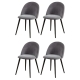 Dining Chairs Set of 4 Velvet Solid Curved Dark Grey