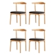 4x Dining Chairs Rubber Wood Leather Seat Black