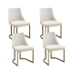 Dining Chairs Set of 4 Linen Fabric Frame Beige