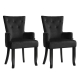 2x Dining Chairs Velvet French Provincial Armchair Black