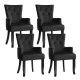 4x Dining Chairs Velvet French Provincial Armchair Black