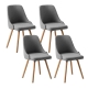 Dining Chairs Set of 4 Fabric Wooden Grey