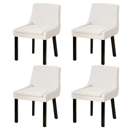 Dining Chairs Set of 4 Corduroy Wooden Beige