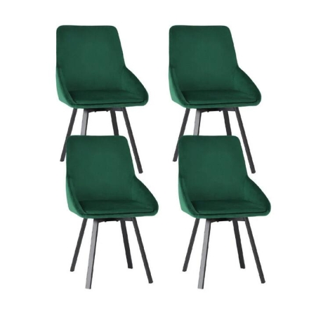 Dining Chairs Set of 4 Velvet Swivel Base Green