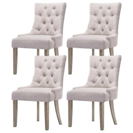 Dining Chairs Set of 4 Linen French Provincial Beige