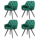 Dining Chairs Set of 4 Velvet Diamond Tufted Armchair Green