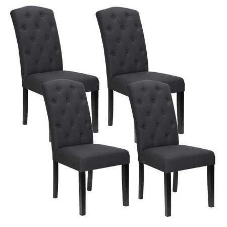 Dining Chairs Set of 4 Linen Parsons Chair Dark Grey