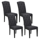 Dining Chairs Set of 4 Linen Parsons Chair Dark Grey