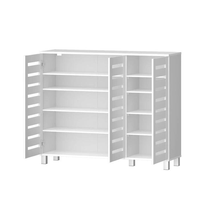 Shoe Rack Cabinet 30 Pairs Adjustable Shelf White