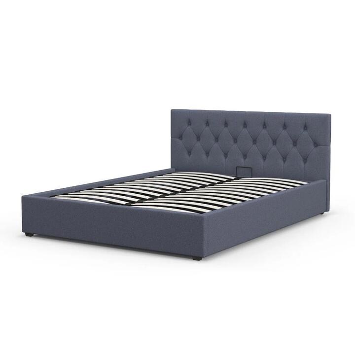 Milano Decor Capri Luxury Gas Lift Bed With Headboard Charcoal-Queen