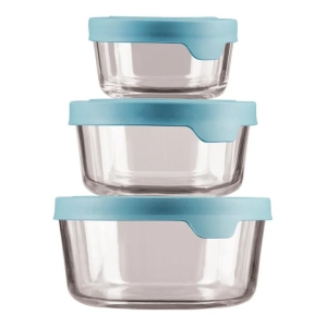 Anchor Hocking Trueseal Storage Container Round 6 Piece Set Blue