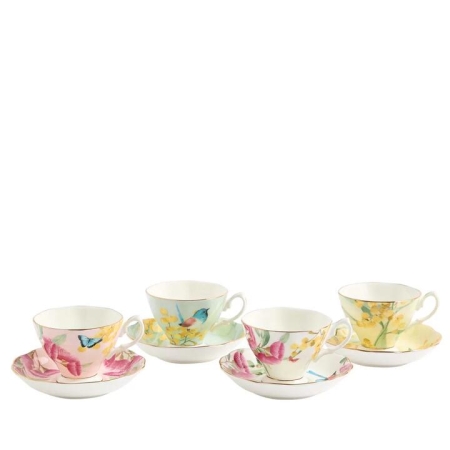 Miranda Kerr for Royal Albert Australiana Set of 4 Teacup & Saucers