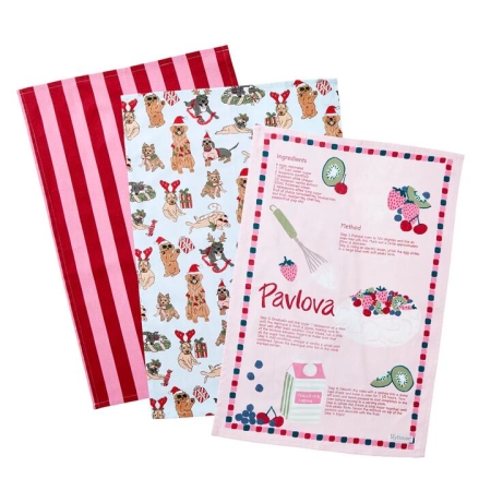 MyHouse Set of 3 Xmas Dogs Tea Towels