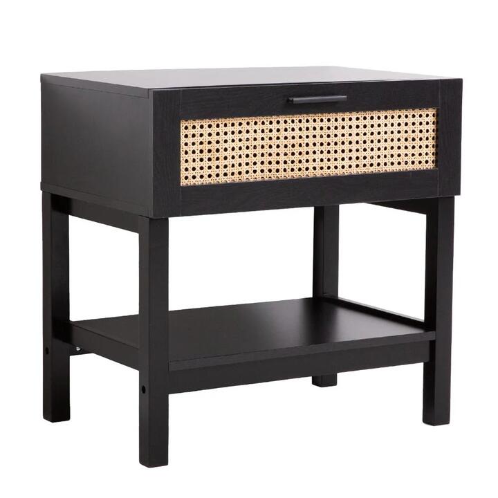 Casa Decor Tulum Black Rattan Bedside Table