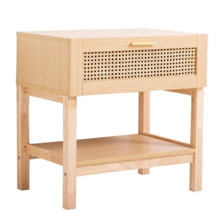 Casa Decor Santiago Oak Rattan Bedside Table