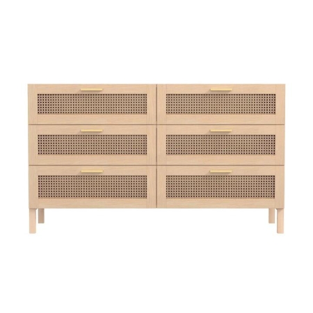 Casa Decor Santiago Oak Rattan Chest Of Drawers