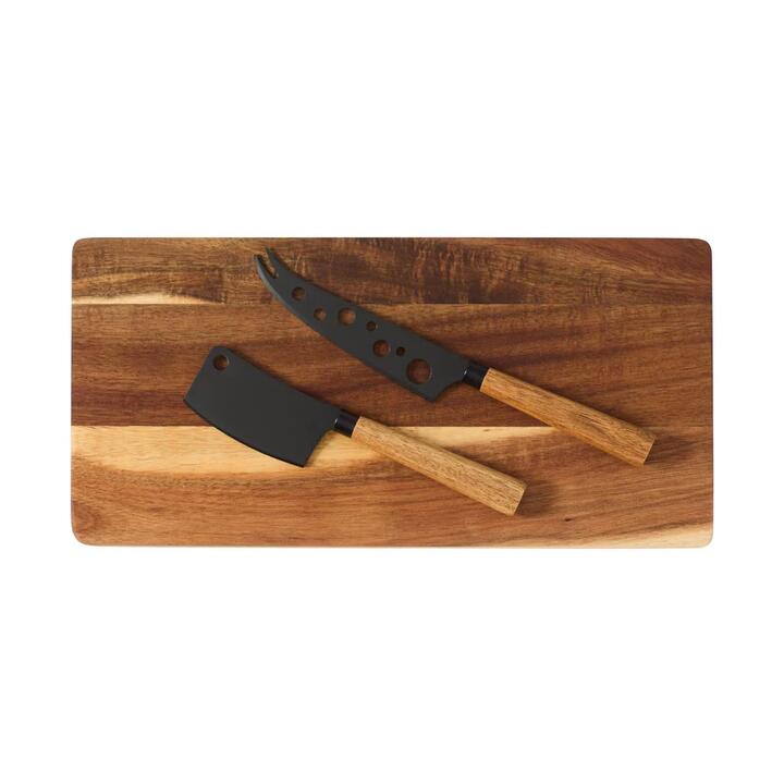Alex Liddy Slate & Co Acacia Serving Board with Set of 2 Cheese Knives