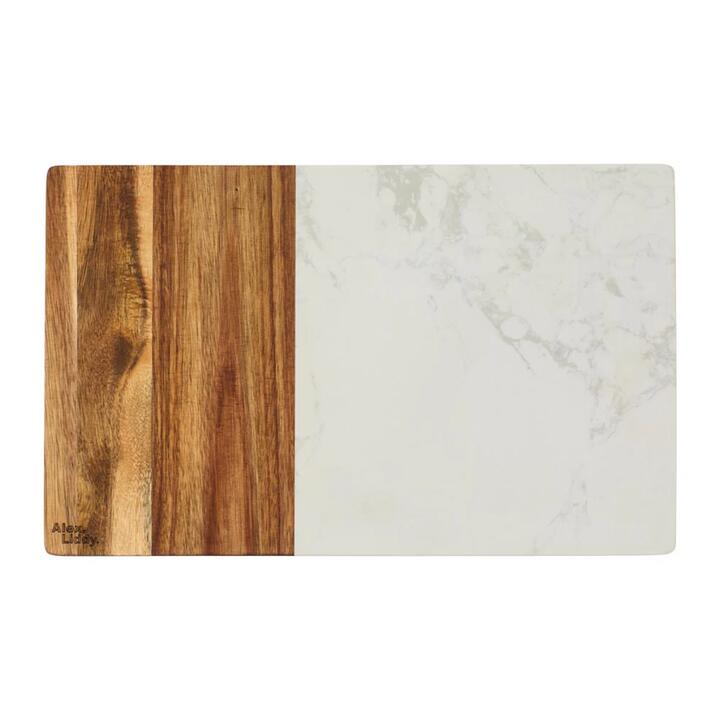 Alex Liddy Slate & Co Acacia and Marble Serving Board 40cm