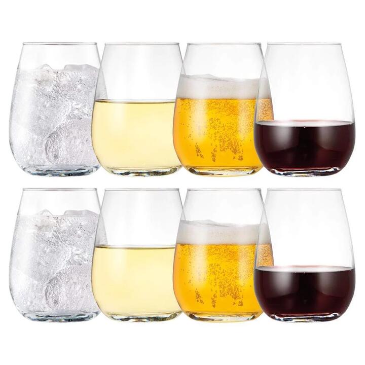 Cellar Tonic Set of 8 Stemless Wine Glasses 450ml