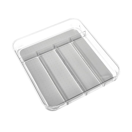 madesmart Clear Soft Grip 5 Compartment Cutlery Tray