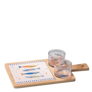 Ladelle Capri Fish Rectangle 3 Piece Bowl & Tray Set