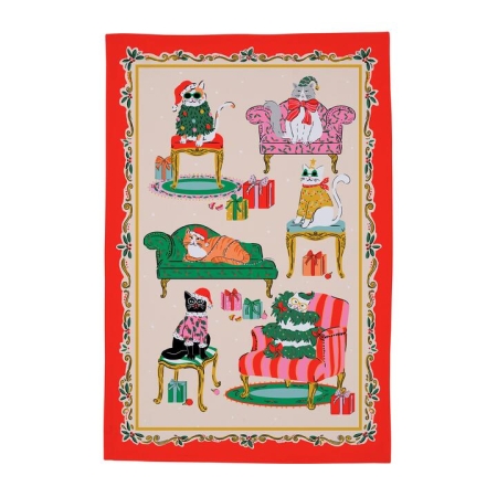 Ulster Weavers Christmas Cool Cats Tea Towel