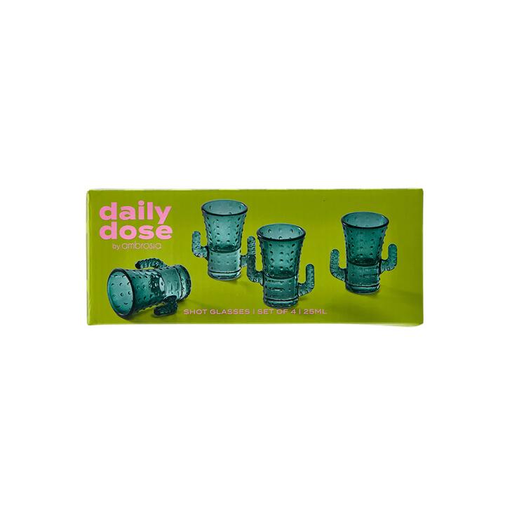 Daily Dose by Ambrosia Set of 4 Shot Glasses Cactus