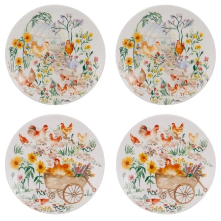 Ashdene Garden Hens Set of 4 Side Plates