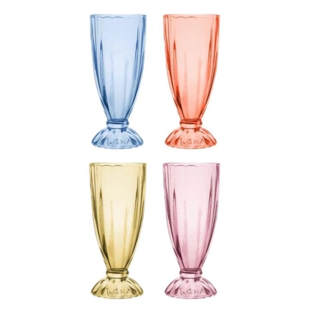 Porto Dessert Set of 4 Milkshake Glasses Multicolour