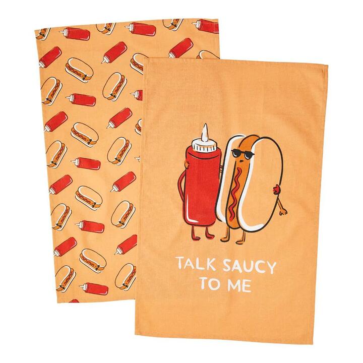 Adorn Living Set of 2 Talk Saucy Tea Towels