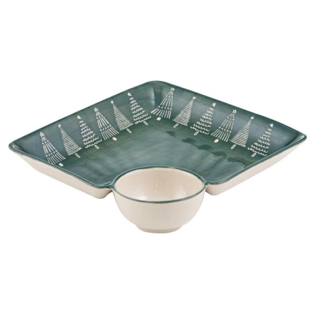 Ladelle Christmas Evergreen Chip & Dip Plate