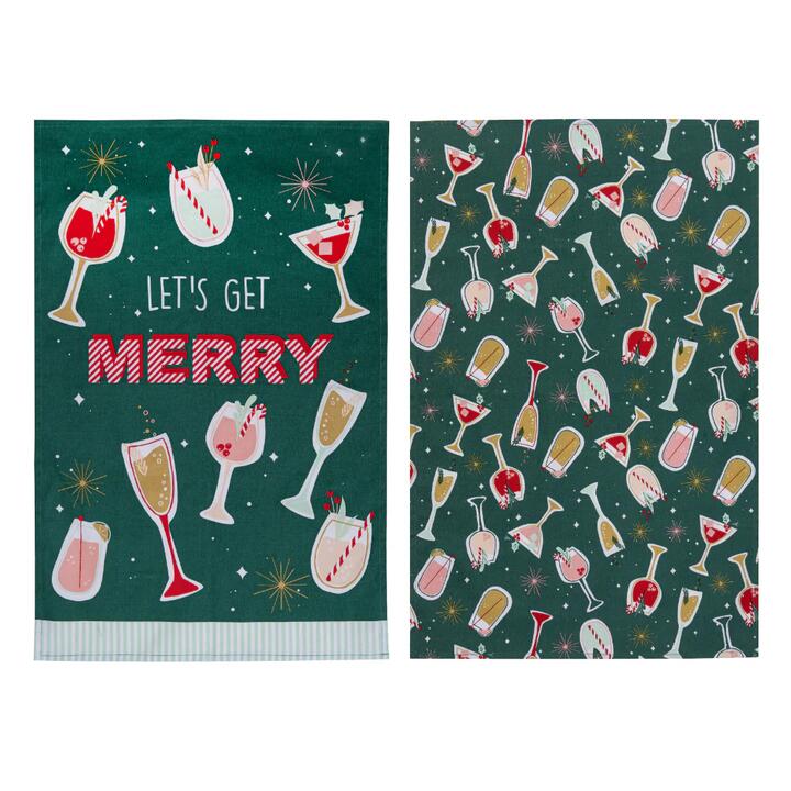 Ladelle Lets Get Merry Set Of 2 Kitchen Towels