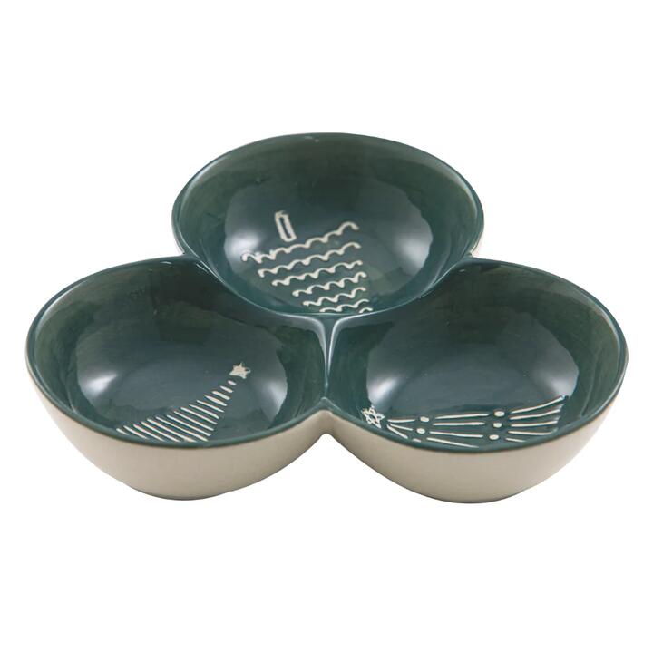 Ladelle Christmas Evergreen 3 Pod Bowl