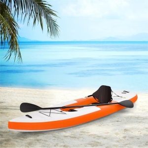 CostwayInflatable Kayak with Adjustable Aluminum Oars for 1 Person-Orange