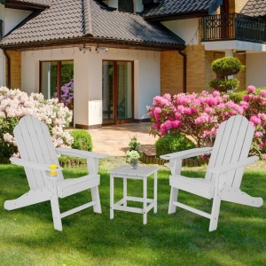 CostwayErgonomic Outdoor Patio Sun Lounger with Built-in Cup Holder-White