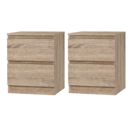 2x Bedside Table 2 Drawers - PEPE Oak